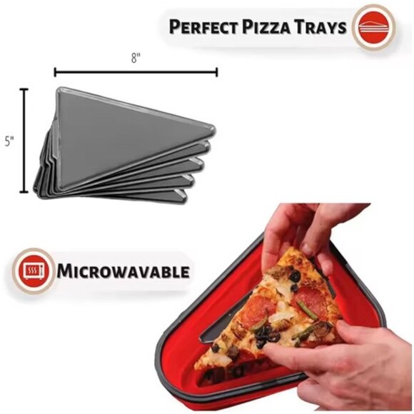Collapsible Silicone Pizza Slice Storage Container Reusable Snap Lid Gift - Picture 4 of 16